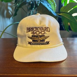 Vintage NASCAR Brickyard 400 ‘90s White Snapback Hat NWOT